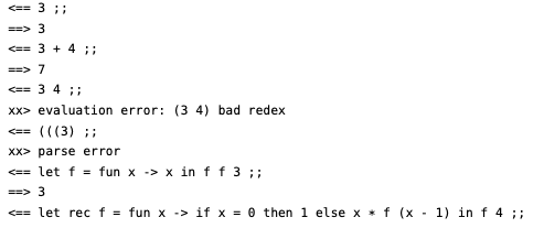 Screenshot of MiniML being used